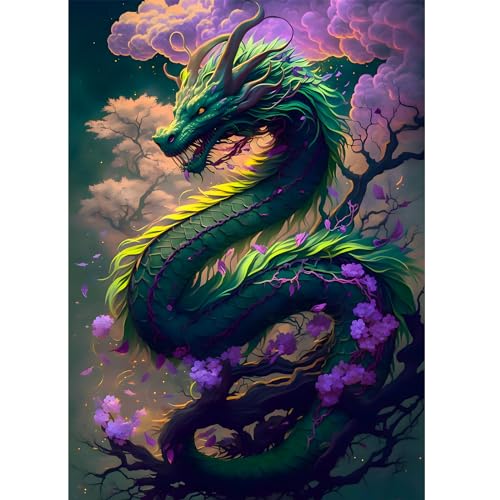 DOMROM Drache Diamond Painting Erwachsene, Tier Diamant Painting Bilder, Blumen Diamant Malerei Kits Kinder 5D Diamant Art Painting Strass Stickerei Malerei Painting Set für Home Décor 30x40cm von DOMROM