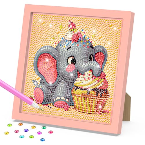 DOMROM Elefant Diamond Painting Kinder mit Rahmen, Diamond Painting Set Full Mosaic Making für Mädchen & Jungen Erwachsene, 5D Diamant Malerei Diamant Painting Bilder Arts Craft für Home Decor von DOMROM