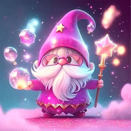 DOMROM Diamond Painting für Erwachsene, Gnome Diamant Painting Kits Bilder Zwerg Diamond Art Painting, 5D Rosa Diamant Malerei DIY Diamond Painting Set für Home Wand Decoration 30x30cm von DOMROM