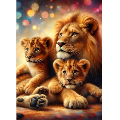 DOMROM Löwe Diamond Painting Kits für Erwachsene, 5D Tier Diamant Painting Set, DIY Diamond Art Kits Full Drill Gem Digitales Diamant Gemälde Stickerei für Gift Home Wall Decoration 30x40cm von DOMROM