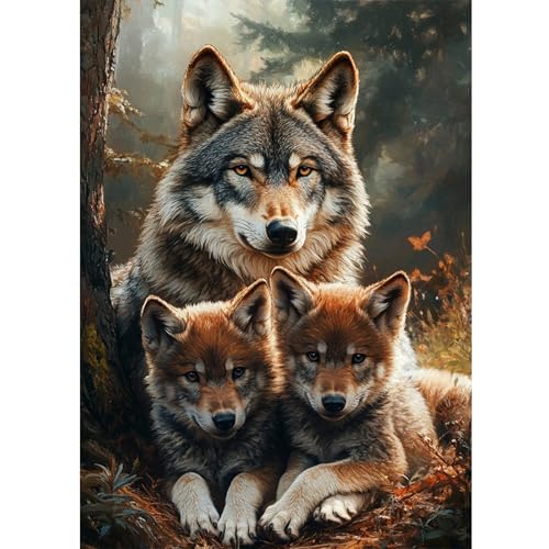 DOMROM Wolf Diamond Painting, Tier Diamond Painting Erwachsene Kinder Diamond Painting Set, Diamant Malerei Kit Diamond Art Erwachsene für Home Wand Dekor 30x40cm von DOMROM