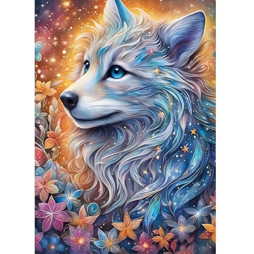 DOMROM Wolf Diamond Painting Kits für Erwachsene, 5D Blumen Diamant Painting Set, DIY Tier Diamond Art Kits Full Drill Gem Digitales Diamant Gemälde Stickerei für Gift Home Wall Decoration 30x40cm von DOMROM