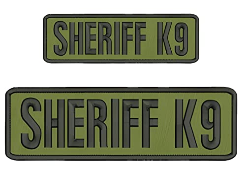 Sheriff K9 Westenaufnäher für Plattenträger – 7,6 x 25,4 cm und 5,1 x 15,2 cm Sheriff-Patches mit Haken für taktische Weste, Jacke, Kleidung, Uniform, Kappe, Rucksack – bestickte Sheriff-Aufnäher Od von DON JUAN DE PUPPY