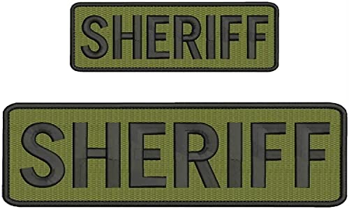 Sheriff Weste Patch für Tellerträger – 7,6 x 20,3 cm und 5,2 x 15,2 cm Sheriff Patches mit Haken für taktische Weste Jacke Kleidung Uniform Cap Rucksack – bestickte Sheriff taktische Patches Od Green von DON JUAN DE PUPPY