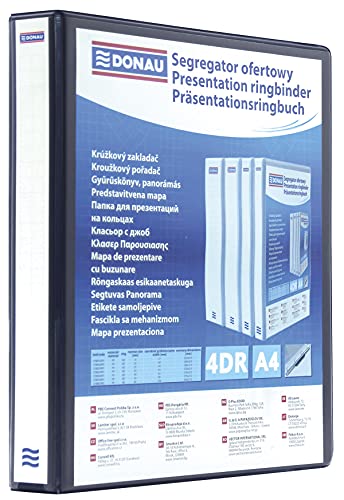 DONAU 2788164PL-01 Präsentationsringbuch Präsentationsordner Ringbuch Präsentation/Schwarz / 4-D-Ring-Mechanik-Mechanik DIN A4 Füllhöhe 16 mm/mit Taschen/ 1 Stück von DONAU