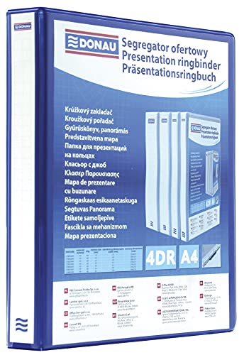 DONAU 2788304PL-10 Präsentationsringbuch Präsentationsordner Ringbuch Präsentation/Blau / 4-D-Ring-Mechanik-Mechanik DIN A4 Füllhöhe 30 mm/mit Taschen/ 1 Stück von DONAU