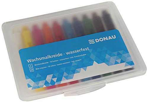 DONAU 5210100-99 Wachsmalstiftetui - 10 Farben, wasserfest, Etui von DONAU