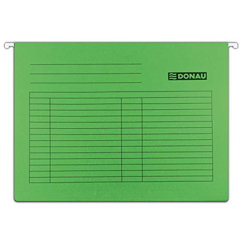 DONAU 7410905-06 Hängemappe | Aus Recycling-Karton 230 GSM für DIN A4 Seitlich offen Farbe: Grün | 5er Packung| auswechselbarem Blanko-Schildchen| ideal für Büro und Schule und der Behörde| Grünen Punkt von DONAU