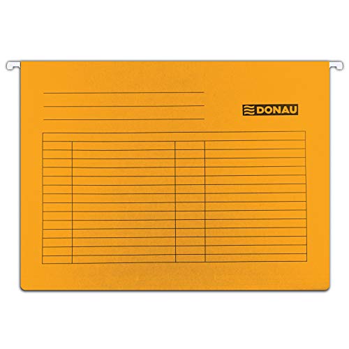 DONAU 7410905-12 Hängemappe | Aus Recycling-Karton 230 GSM für DIN A4 Seitlich offen Farbe: Orange| 5er Packung| auswechselbarem Blanko-Schildchen| ideal für Büro und Schule und der Behörde| Grünen Punkt von DONAU