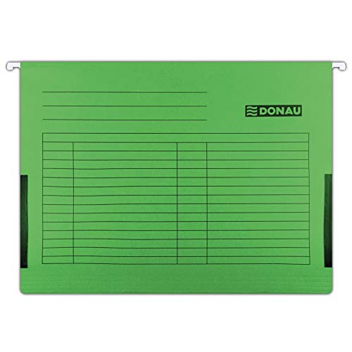 DONAU 7420905-06 Hängetasche mit Leinenfröschen| Aus Recycling-Karton 230 GSM für DIN A4 Farbe: Grün| 5er Packung| auswechselbarem Blanko-Schildchen| ideal für Büro und Schule und der Behörde| Grünen Punkt von DONAU