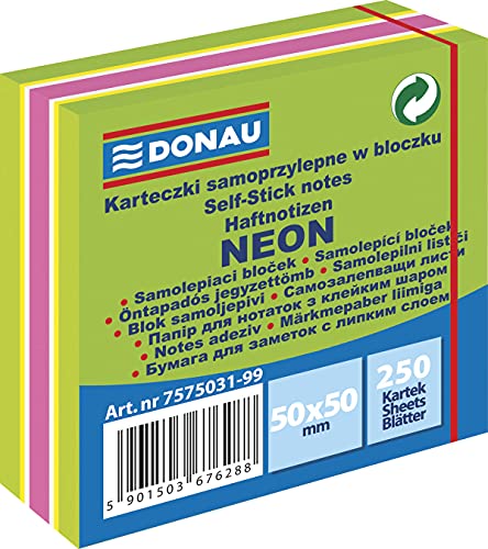 DONAU 7575031-99 Mini-Haftnotizen, 50 x 50 mm, 1x250 Blätter, Neon/Pastell, verschiedene Grüntöne von DONAU