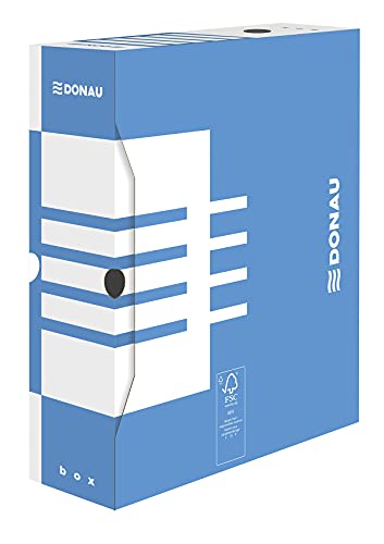 DONAU 7661301FSC-10 Ablage Schachtel Archivbox aus recyceltem Karton Archiv-Ablagebox Stabil| 20er Pack | A4/100mm/ B Rückenbreite Farbe: Blau | die FSC® Zertifiziert von DONAU