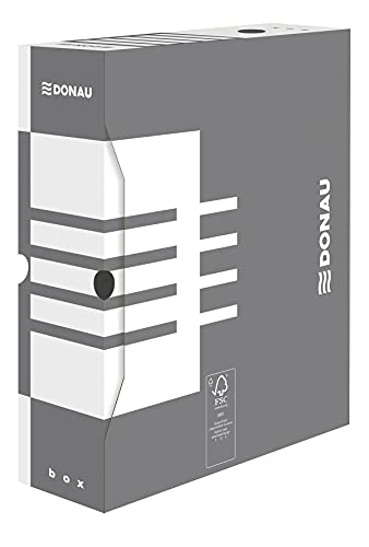 DONAU 7661301FSC-13 Ablage Schachtel Archivbox aus recyceltem Karton Archiv-Ablagebox Stabil| 20er Pack | A4/ 10cm / B Rückenbreite Farbe: Grau | die FSC® Zertifiziert von DONAU