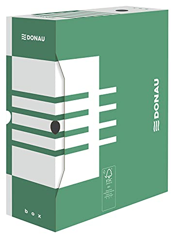 DONAU 7662301FSC-06 Ablage Schachtel Archivbox aus recyceltem Karton Archiv-Ablagebox Stabil| 20er Pack | A4/120mm/ B Rückenbreite Farbe: Grün | die FSC® Zertifiziert von DONAU