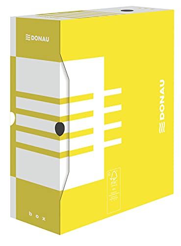 DONAU 7662301FSC-11 Ablage Schachtel Archivbox aus recyceltem Karton Archiv-Ablagebox Stabil| 20er Pack | A4/ 12 cm/B Rückenbreite/Gelb | die FSC® Zertifiziert von DONAU