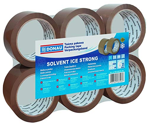 DONAU 7851001PL-99 Verpackungsklebeband Solvent Verpackungsband Klebeband Paketklebeband Packband/ 48mm x 60m, 42μm Farbe: Braun/ 6er Pack/ Gegen Feuchtigkeit beständig/ bis zu -20°C von DONAU