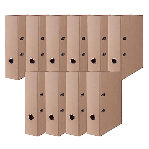 DONAU Premium Ordner ECO MAXI FSC / 10er Pack - 10 Stück/Breit/DIN A4 8 cm - 80 mm/Braun Beige/Gut für die Umwelt/Aktenordner aus Pappe/Made in EU von DONAU