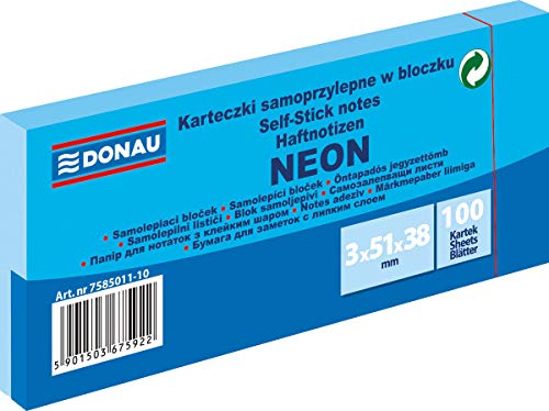 Unbekannt 7585011-10 Selbstklebende Notizzettel, blau neon von DONAU