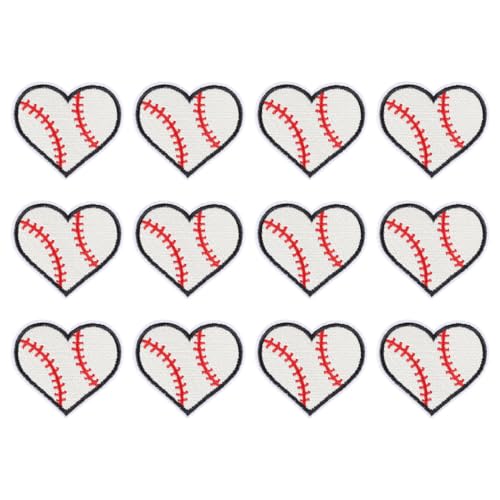 Herz Aufnäher, 12 Stück Softball Patches zum Aufbügeln, Bestickte Bügelpatch in Herzform für Sporttrikots, DIY-Kleidung, Hüte, Hosen, Reparatur, Dekoration Herz Aufnäher, 12 Stück Softball Patches zum Aufbügeln, Bestickte Bügelpatch in Herzform für Sporttrikots, DIY-Kleidung, Hüte, Hosen, Reparatur, Dekoration von DONGKER