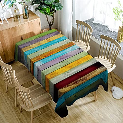 Abwaschbar Tischdecke Eckig Farbe Holz Wasserabweisend Fleckschutz Polyester Tischdecken Pflegeleicht, Dekorative Tischdecke Outdoor für Esstisch Partys Camping, 100x100 cm von DONGSHAN