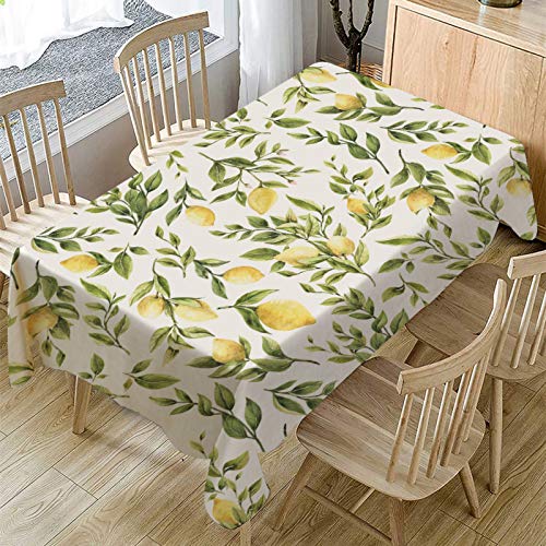 Zitrone Tischdecke 100x100 Eckig Tischdecken Abwaschbar für Küche Geburtstag Party, Polyester Wasserabweisend Tischdecke für Garten Picknick Camping Outdoor Wetterfest von DONGSHAN