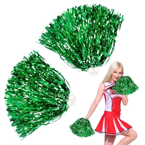 2 Stücke Metal Foil Cheerleading Pom Poms, leichte Cheerleader Pom Poms, Schön Cheerleader Poms Hand Blumen, Kunststoff Cheerleader Pompons, für Sportwettbewerb Tanzen Cheers Erwachsene Kinder von DONGSZQ