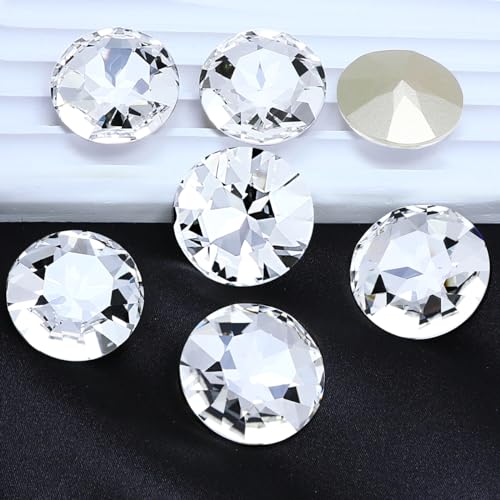 DONGZHOU Pointback große Strasssteine,8 Stück runde K9 Glas Strasssteine 27mm klar große Edelsteine facettiert Glasperlen für Handwerk Schmuck machen Schuhe Kleid von DONGZHOU