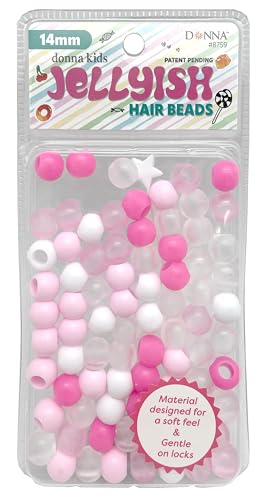 DONNA Jellyish Haarperlen, Gummi-Haarperlen, Haarperlen, Pink-Mix, Gummi-Haarperlen, Squishy-Perlen für Zöpfe, Squishy-Perlen zum Drehen, 14 mm Gummiperlen von DONNA