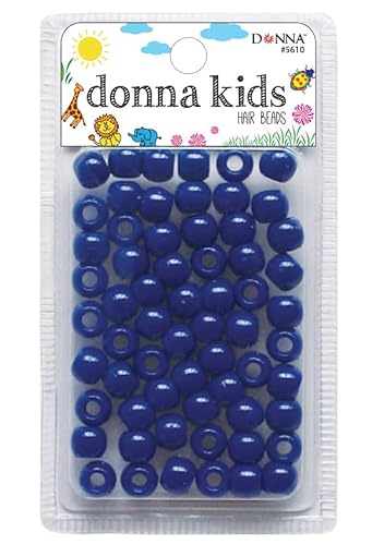 DONNA Mittelgroße Kunststoff-Haarperlen, DIY-Haarflechtperlen, Kunststoffperlen für Zöpfe, 1 x Schnellperlen für Kinderhaare, 1 x königsblaue Farbe von DONNA