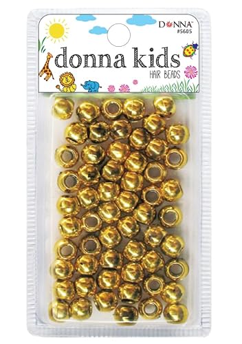 DONNA Mittelgroße Kunststoff-Haarperlen, DIY-Haarflechtperlen, Kunststoffperlen für Zöpfe, 1 x schnelle Perlen für Kinderhaarzöpfe, 1 Stück, goldfarben von DONNA