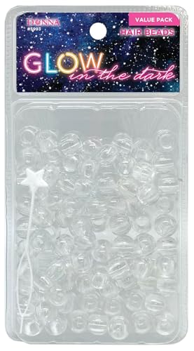 Donna Haarperlen für Zöpfe, 13 x 11 mm, bunte Pony-Perlen mit Schnellperlenwerkzeug, DIY-Haarflechtperlen für Kinder, 1 Stück (transparent) von DONNA