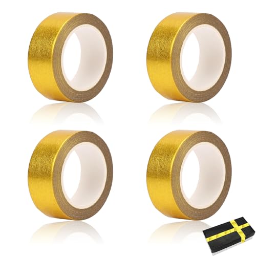 DONOONIS 4 Rollen Klebeband Gold,Goldfolie Washi Tape,Selbstklebende Goldband 15mm x 5m,Deko Klebeband,Selbstklebend Craft dekorative Klebeband für DIY Handwerk Scrapbooking Geschenkverpackung von DONOONIS