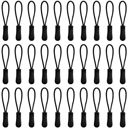 DONQL 30Stück Reissverschlussgriff Ersatz Zipper Pulls Nylon Reißverschlussanhänger Zipper-Schlaufen für Kleidung Rucksack Outdoor Sportarten Kunsthandwerk (Schwarz) von DONQL