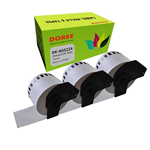 Doree DK-N55224 DKN55224 Etiketten, 54 mm x 30,48 m, durchgehende Länge, nicht klebend, für Brother P-Touch QL-650TD, QL-700, QL-710W, QL-720NW, QL-800 (3 Packungen) von DOREE