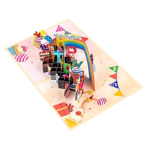 DOSERTY Regenbogenthema 3D Geburtstag Popup Karte Mit Umschlag Und Notizkarte Set Für Die Feier Von Geburtstagen Partyeinladungskarte DOSERTY Regenbogenthema 3D Geburtstag Popup Karte Mit Umschlag Und Notizkarte Set Für Die Feier Von Geburtstagen Partyeinladungskarte von DOSERTY