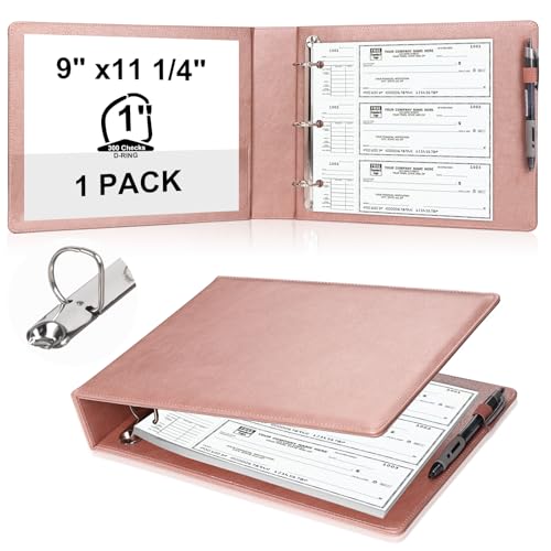 3 Ringe Scheckbuch 2,5 cm D-Ringbuch PU-Leder Business Check Binder 22,9 x 29,8 cm Scheckbuchhalter 300 Schecks Quittung Organizer für 3 oder 9 Löcher Schecks Endstub Schreibtischbuch Schecks von DOSTATNI