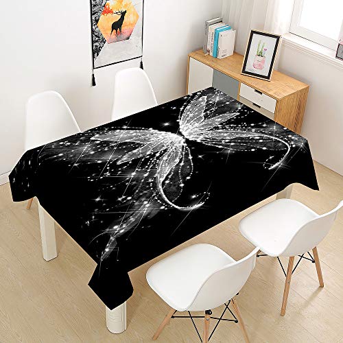 3D Tischdecke Abwaschbar, DOTBUY Wasserabweisende Tischdecke Rechteckig Abwischbare Wachstuch für Desktop Dekorative Tuch Hotel Bankett Party Garten (weißer Schmetterling,140x200cm) von DOTBUY-SHOP