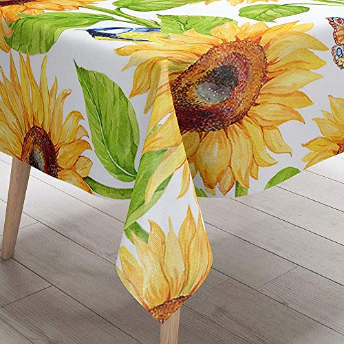 Tischdecke Abwaschbar, DOTBUY Wasserabweisende Tischdecke Rechteckig Abwischbare Wachstuch für Desktop Dekorative Tuch Hotel Bankett Party Garten (Herrliche Sonnenblume,100x140cm) von DOTBUY-SHOP