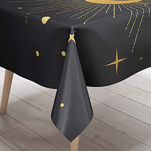 Tischdecke Abwaschbar, DOTBUY Wasserabweisende Tischdecke Rechteckig Abwischbare Wachstuch für Desktop Dekorative Tuch Hotel Bankett Party Garten (Mond flackert,140x200cm) von DOTBUY-SHOP