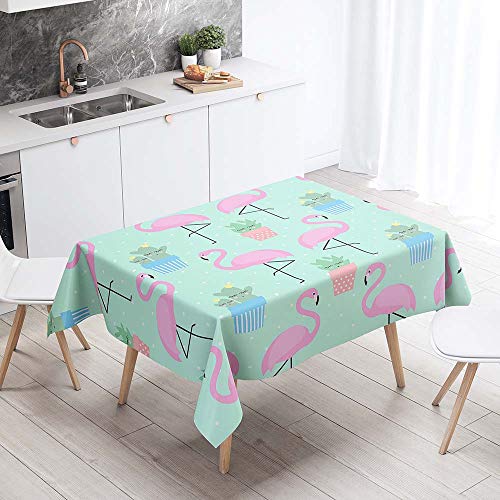 Tischdecke Abwaschbar, DOTBUY Wasserabweisende Tischdecke Rechteckig Abwischbare Wachstuch für Desktop Dekorative Tuch Hotel Bankett Party Garten (Rosa Flamingo,100x140cm) von DOTBUY-SHOP