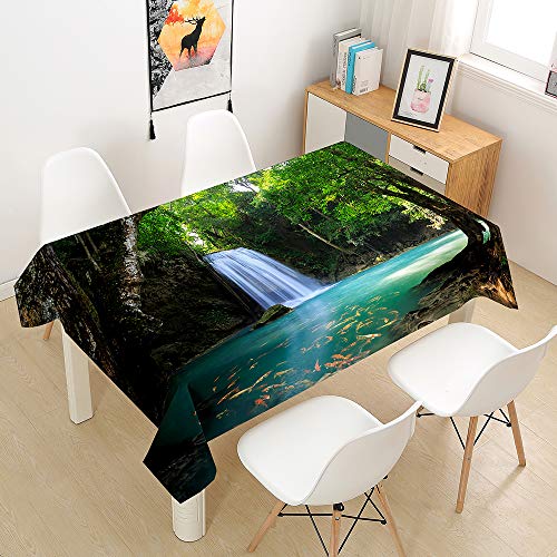 Tischdecke Abwaschbar, DOTBUY Wasserabweisende Tischdecke Rechteckig Abwischbare Wachstuch für Desktop Dekorative Tuch Hotel Bankett Party Garten (Fluss,100x140cm) von DOTBUY -Shop