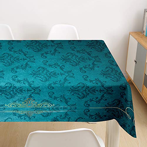 3D Tischdecke Abwaschbar, DOTBUY Wasserabweisende Tischdecke Rechteckig Abwischbare Wachstuch für Desktop Dekorative Tuch Hotel Bankett Party Garten (Blau,100x140cm) von DOTBUY-shop