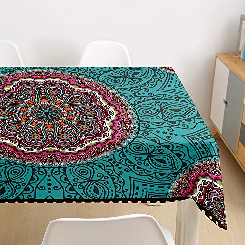 3D Tischdecke Abwaschbar, DOTBUY Wasserabweisende Tischdecke Rechteckig Abwischbare Wachstuch für Desktop Dekorative Tuch Hotel Bankett Party Garten (Stil Blume,140x160cm) von DOTBUY-shop