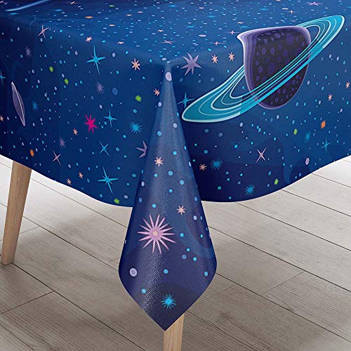 Tischdecke Abwaschbar, DOTBUY Kinder Wasserabweisende Tischdecke Rechteckig Abwischbare Wachstuch für Desktop Dekorative Tuch Hotel Bankett Party Garten (Blauer Sternenhimmel,60x60cm) von DOTBUY-shop