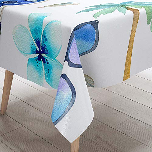 Tischdecke Abwaschbar, DOTBUY Kinder Wasserabweisende Tischdecke Rechteckig Abwischbare Wachstuch für Desktop Dekorative Tuch Hotel Bankett Party Garten (Resort Bus,90x90cm) von DOTBUY-shop