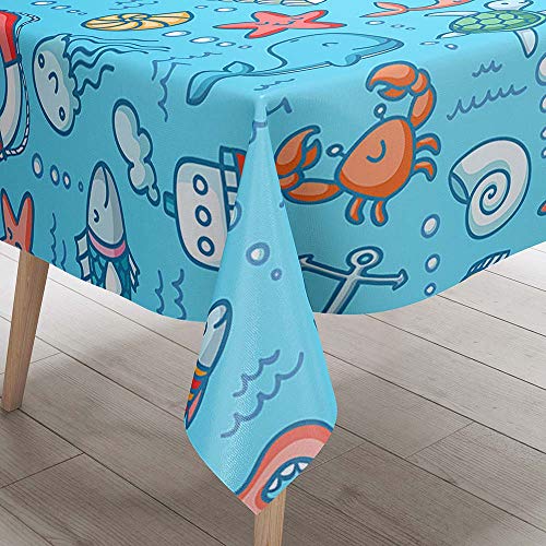 Tischdecke Abwaschbar, DOTBUY Kinder Wasserabweisende Tischdecke Rechteckig Abwischbare Wachstuch für Desktop Dekorative Tuch Hotel Bankett Party Garten (blaues Meer,100x140cm) von DOTBUY-shop