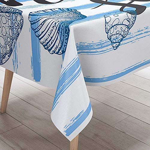 Tischdecke Abwaschbar, DOTBUY Seestern Wasserabweisende Tischdecke Rechteckig Abwischbare Wachstuch für Desktop Dekorative Tuch Hotel Bankett Party Garten (Blaue Muschel,140x260cm) von DOTBUY-shop