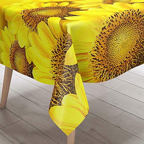 Tischdecke Abwaschbar, DOTBUY Sonnenblume Wasserabweisende Tischdecke Rechteckig Abwischbare Wachstuch für Desktop Dekorative Tuch Hotel Bankett Party Garten (Golden,100x140cm) von DOTBUY-shop