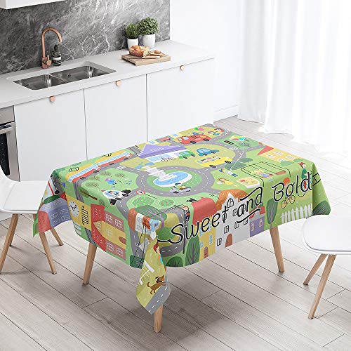 Tischdecke Abwaschbar, DOTBUY Wasserabweisende Tischdecke Rechteckig Abwischbare Wachstuch für Desktop Dekorative Tuch Hotel Bankett Party Garten (Straße,140x240cm) von DOTBUY-shop