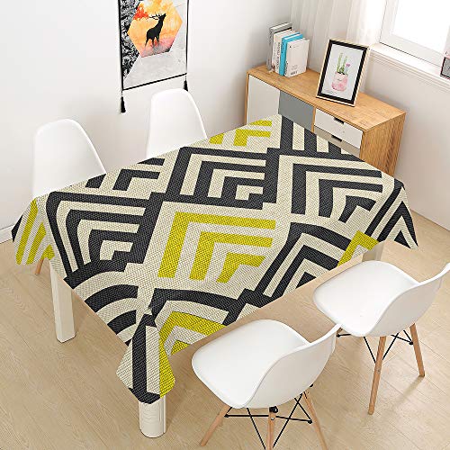 Tischdecke Abwaschbar Wasserdicht Abwischbar Schmutzabweisend, DOTBUY 3D Rechteckige Tischtuch Eckig Tischwäsche für Home Küche Garten Dekoration mit 4 klammern (Beige,140x140cm) von DOTBUY-shop